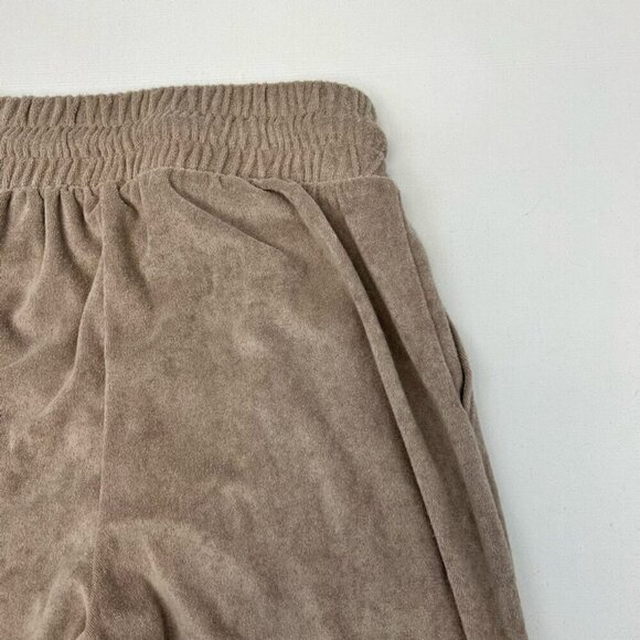 Zenana Wide Leg Comfy Pants Women's S Tan High Rise Drawstring Pockets Velour - Picture 3 of 10